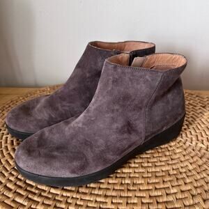 Fitflop Sumi Steel Grey Suede Ankle Bootie Women’s Size 7 Comfort Casual